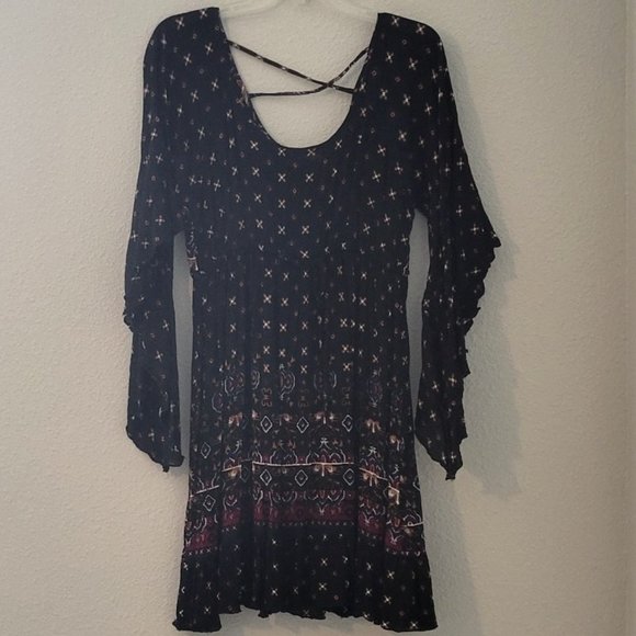 WOMENS GYPSY DRESS-BLACK - Picture 1 of 7